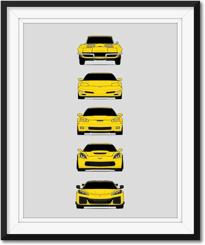 Vista 11 de Custom Car Posters Póster hecho a mano compatible con Chevy Corvette Z06 Generations e impresión de Chevrolet Corvette C2 C5 C6 C7 C8 Z15 Multi