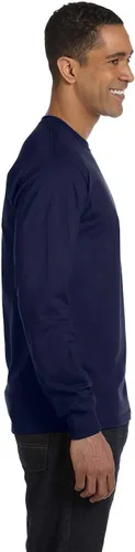 Vista 4 de Hanes Men's Essentials Long Sleeve T-Shirt Pack, Crewneck Cotton Tees, 4-Pack