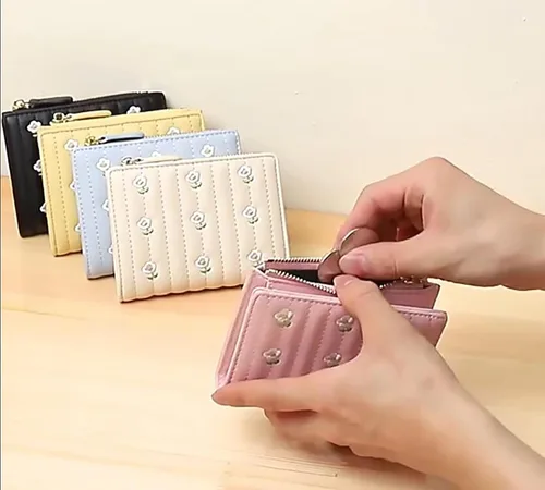 Vista 3 de Yafanqi Billeteras delgadas de cuero para mujer, cartera delgada con cremallera para teléfono, tarjetero organizador con borla, Azul (F-Blue)