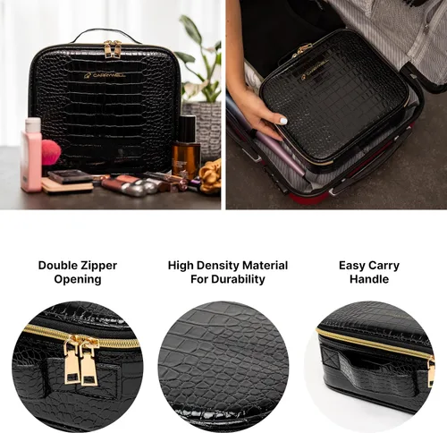 Vista 3 de Carrywell Estuche de viaje para maquillaje, no hecho en China, estuche de tren duro para cosméticos, organizador portátil de artistas de belleza