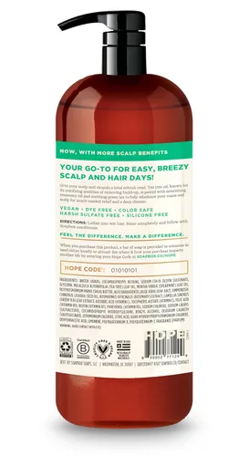 Vista 2 de Soapbox Champú de Árbol de Té, Libre de Sulfatos Agresivos, Sin Parabenos, Sin Siliconas, Seguro para el Color y Champú Vegano para el Cabello