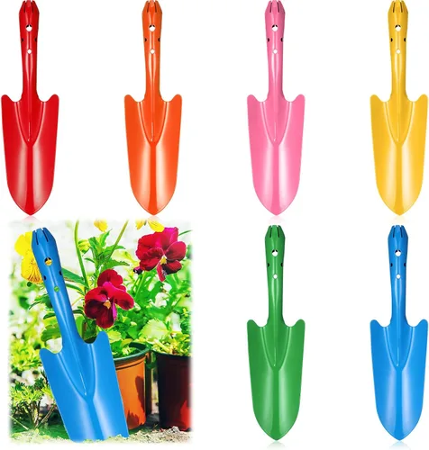 Vista 8 de Mini pala de mano de metal colorida de 11 x 3 pulgadas, juego de palas de excavación para trasplante de jardín para plantar plantas de plantas