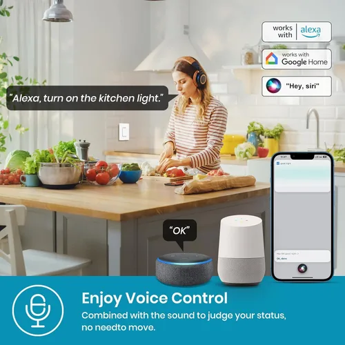 Vista 2 de Milfra Interruptor de luz inteligente unipolar, interruptor inteligente 2024 modelo nuevo 10A, compatible con Alexa, Siri y Assistant, control por