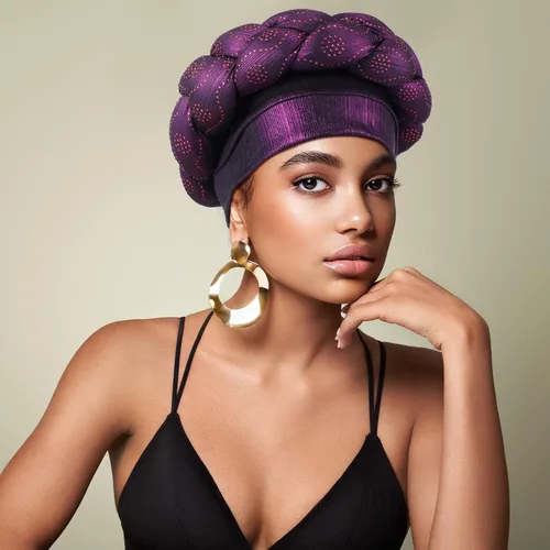 Vista 3 de 6 unidades de turbante africano para mujeres negras, gorro trenzado elástico africano para el cabello trenzado