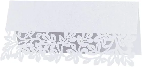Vista 13 de Katutude Paquete de 50 tarjetas de lugar azules, tarjetas de nombre de asiento de mesa para bodas, banquetes, cenas