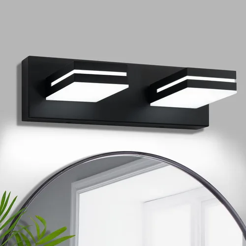 Vista 23 de OKELI Lámpara LED de tocador de baño de 3 luces, accesorios de iluminación de pared de baño modernos dorados sobre espejo (3CCT, 3000K-6000K)
