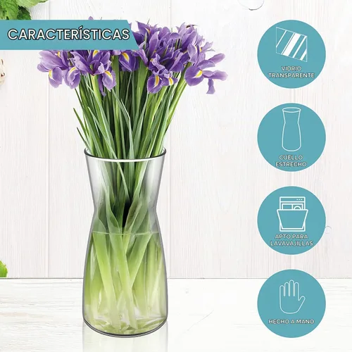 Vista 7 de Jarrón de alta calidad - Jarrón de flores transparente, jarrón de cristal para decoración rústica del hogar, jarrones decorativos para flores