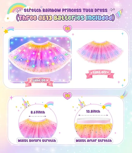 Vista 3 de Ropa de princesa para niña, vestidos de princesa iluminados, capa de princesa con juguetes para niñas de 3 a 6 años
