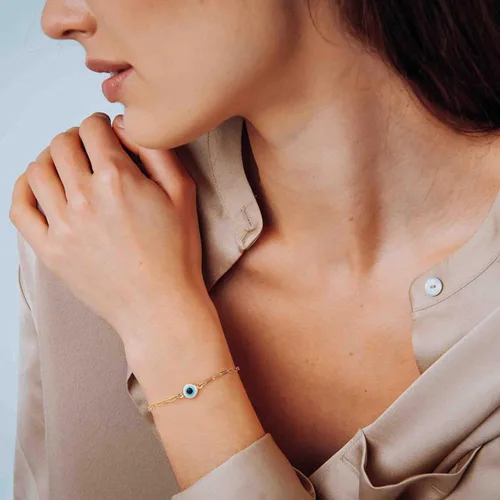 Vista 3 de Delicadas pulseras de mal de ojo para mujer, chapadas en oro, ajustable, mal de ojo de la suerte, amuleto de la suerte, regalos
