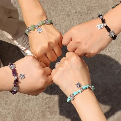 Vista 4 de Angdovori 246Pcs Friendship Bracelets Natural Gemstone Beaded Butterfly Charm Bracelet for Teen Girls and Women Gifts for Mother Daughter and Sister
