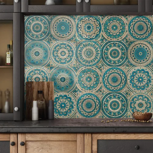 Vista 43 de Alwayspon Adhesivo para azulejos de pared moriscos para despegar y pegar, calcomanías de vinilo autoadhesivas para azulejos de cocina y baño, 4 x 4