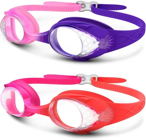 Vista 19 de OutdoorMaster - Gafas de natación de ajuste rápido para niños (2 unidades)