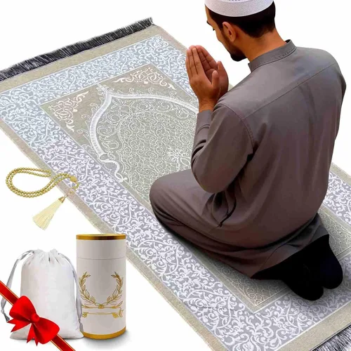 Vista 8 de Alfombra de oración musulmana portátil y cuentas con caja de regalo, tapete de oración islámica suave, tapete de oración de viaje para hombres
