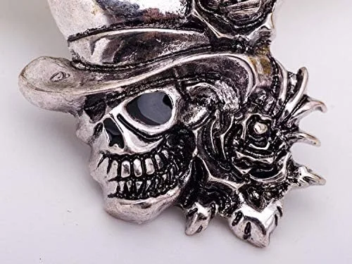 Vista 7 de Flairs New York - Broche de solapa esmaltado hecho a mano Día de los Muertos Rosa Plata