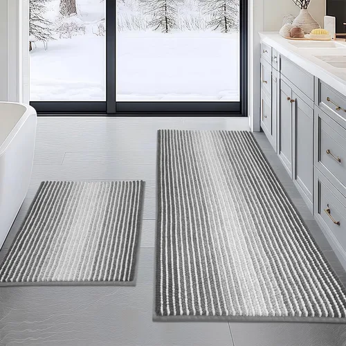 Vista 22 de BSICPRO Tapetes de baño de felpilla, 20 x 32 pulgadas, antideslizantes, absorbentes, suaves, peludos, para baño, lavables a máquina (salvia)