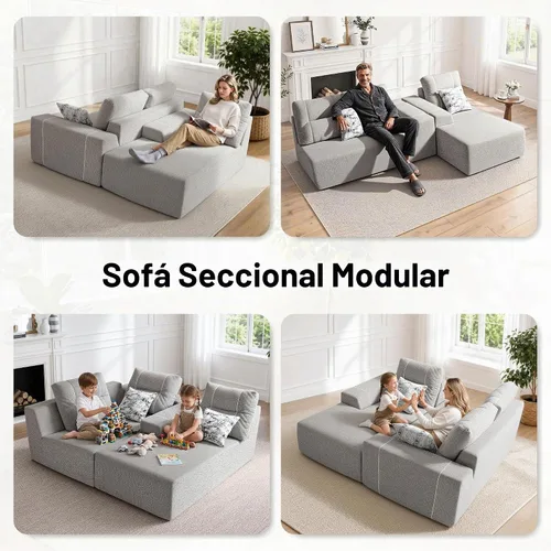 Vista 7 de MCombo Sofás modulares sin hueso de 105 pulgadas para sala de estar, sofá cama modular modular convertible, sofá cama con cojín similar al látex