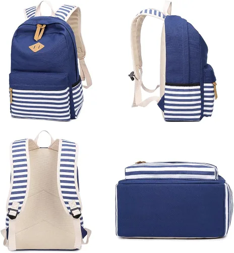 Vista 3 de Abshoo - Mochila de lona a rayas mochilas de adolescentes para niñas mochila escolar