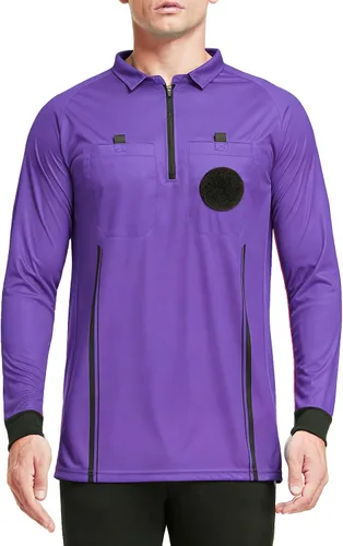 Vista 10 de FitsT4 Sports - Camiseta de árbitro de fútbol para hombre de manga larga Negro