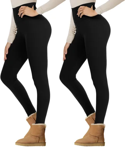 Vista 20 de NexiEpoch - Leggings de forro polar para mujer, pantalones de yoga de invierno de cintura alta, control de abdomen, suaves, térmicos, cálidos