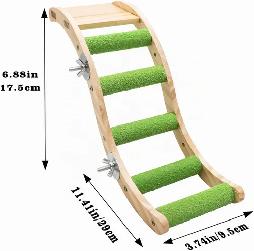 Vista 6 de Puente de escalera para pájaros, juguetes de escalera de madera para mascotas, accesorios de jaula de pájaros para mascotas, escalera de escalada