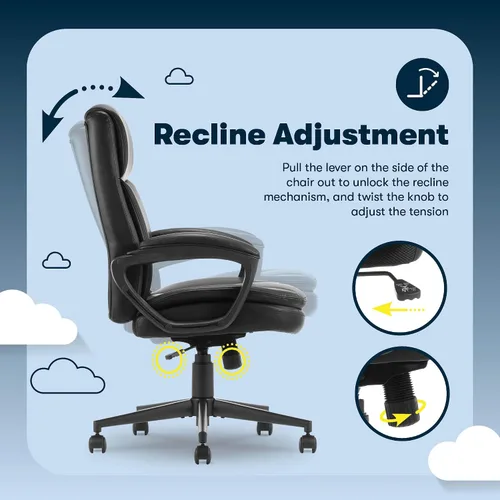 Vista 6 de Serta Comfort Ergo - Silla de oficina ejecutiva, diseño ergonómico de respaldo medio con soporte lumbar, cojín de asiento de doble capa semipelado