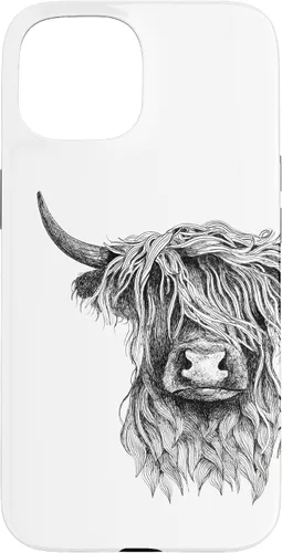Vista 6 de iPhone 16 Highland Cow - Hand Drawn Illustration Case
