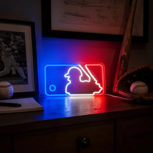 Vista 4 de Letreros de Neón de Béisbol Luces de Neón Letreros Luminosos para Pared Letreros LED Regulables para Dormitorio Habitación de Chicos Club Deportivo