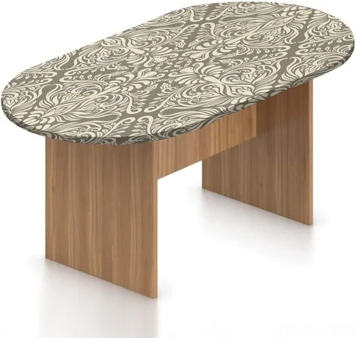 Vista 9 de Mantel ovalado ajustable para mesa de patio, de poliéster elástico con estampado de fútbol americano, se adapta a mesas ovaladas de hasta 36 x 48
