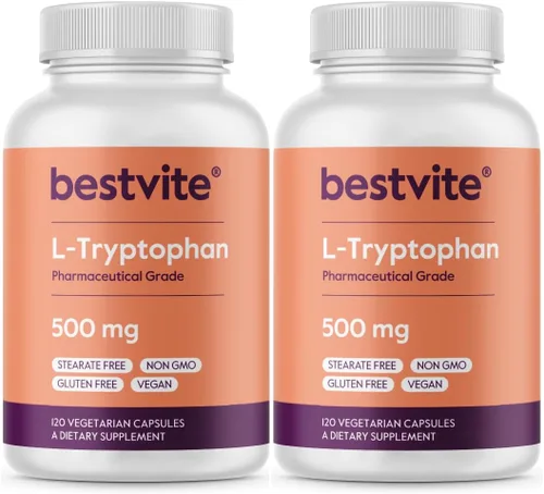 Vista 8 de BESTVITE L-triptófano 500 mg por cápsula (120 cápsulas vegetarianas) - Sin estearatos - Sin sílice - Sin gelatina - Vegano - Sin gluten - Sin OMG