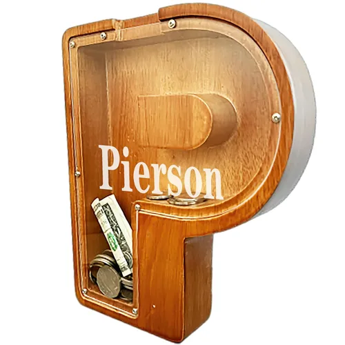Vista 2 de Alcancía personalizada grande de madera con letras, alcancía de monedas, alcancía personalizada con nombre, puede usarse como regalo de Navidad