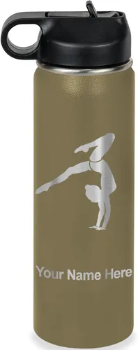 Vista 43 de LaserGram Botella de agua personalizada, soporte de mano de gimnasta, acero inoxidable de doble pared aislada al vacío con popote superior, regalo