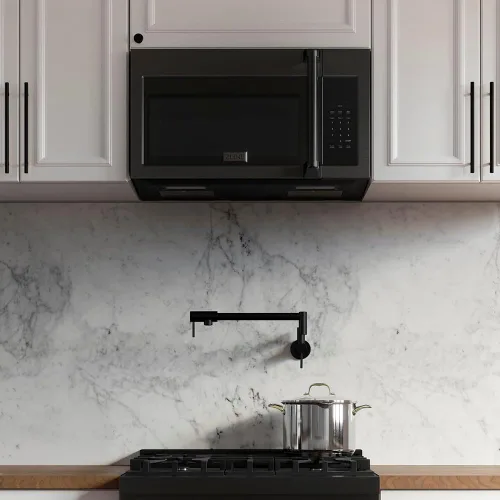Vista 8 de ZLINE - Horno microondas de convección en acero inoxidable negro con mango tradicional y sensor de cocción