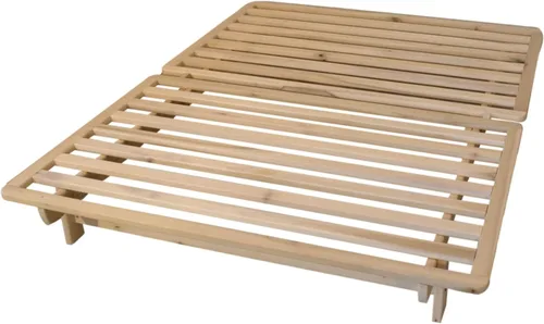 Vista 2 de KD Frames Ekko - Cama de plataforma - Marco de cama individual - Marco de cama de madera sin terminar - Cama natural minimalista - Diseño de cama