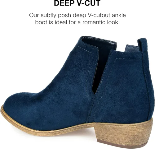 Vista 3 de Journee Collection Botas de gamuza sintética con punta redonda para mujer