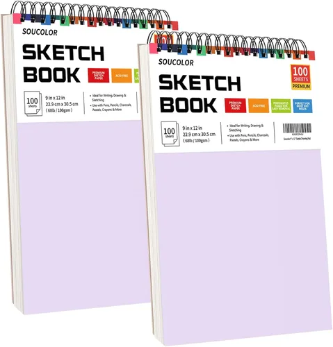 Vista 23 de Soucolor Suministros Escolares Cuaderno de bocetos de 9 x 12 pulgadas para profesor y estudiante de secundaria, paquete de 1 cuaderno de bocetos