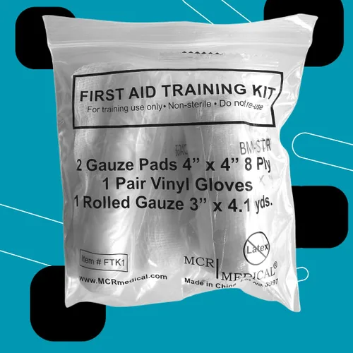 Vista 7 de MCR Medical Caja de 100 kits de entrenamiento de primeros auxilios, Básico