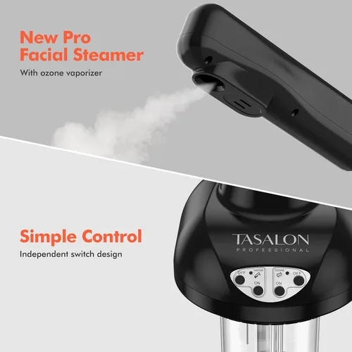 Vista 2 de TASALON Vaporizador facial sobre ruedas, vaporizador facial para rejuvenecimiento profesional de la piel, kit de vapor facial para el hogar, spa