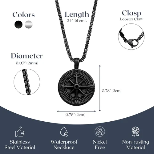 Vista 3 de Galis Collar para hombre, collar de cadena de plata de acero inoxidable de alta calidad para hombres, no se deslustra, cadenas para hombres