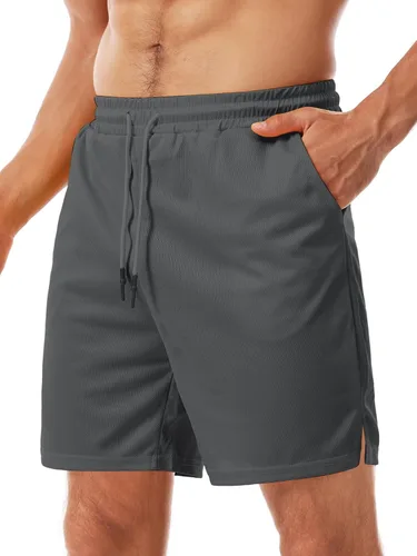 Vista 10 de Aolesy Pantalones cortos de gimnasio para hombre con forro de 5, 7, 9 pulgadas, ligeros, pantalones cortos de malla para entrenamiento, atléticos