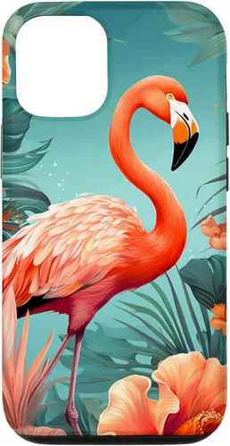 Vista 31 de Tropical Pink Flamingo Teal Orange Wildflower Palm Leaves Case for iPhone 17