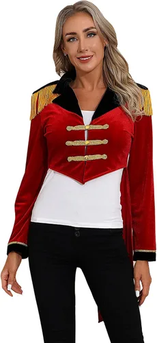 Vista 3 de Abrigo retro de terciopelo victoriano para mujer, chaqueta steampunk, disfraz de circo