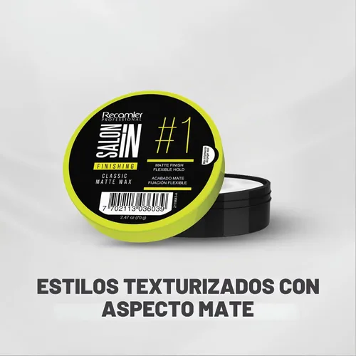 Vista 4 de Salon In de Recamier Cera clásica mate para el cabello, producto de peinado 2.47 oz / 70 g
