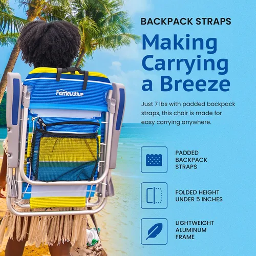 Vista 2 de Homevative XL Cooler+ - Silla de playa plegable tipo mochila, sol, paquete sunshine