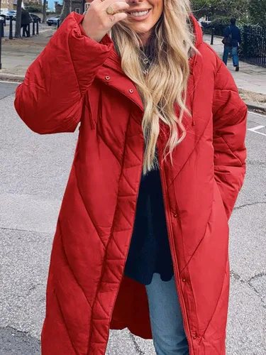 Vista 3 de Yousify Women's Hooded Long Puffer Coat Winter Longer Thickened Down Jacket Zip Cotton Outwear