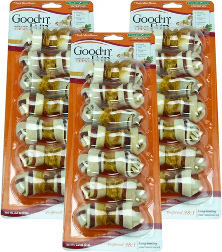 Vista 5 de Good 'N' Fun Mini masticables de cuero crudo de triple sabor, 7