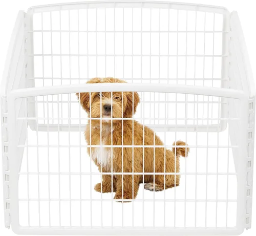 Vista 13 de IRIS USA Corralito para mascotas de ejercicio de 4 paneles de 24 pulgadas, corral para cachorros y perros pequeños y medianos, mantiene a las Gris