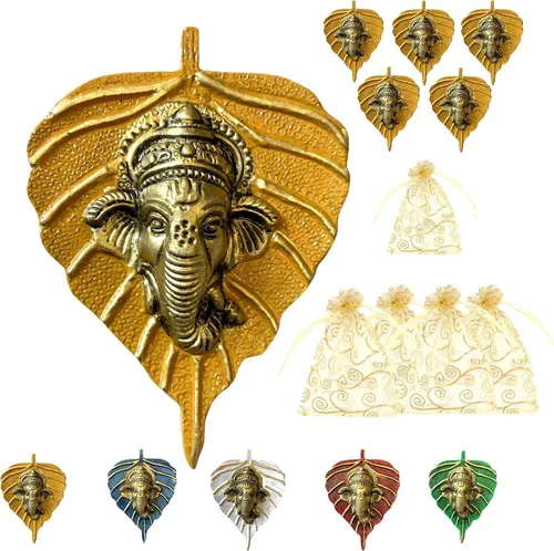 Vista 19 de LOVENSPIRE Ganesha Diwali - Decoración de hojas de metal para colgar en la pared para el hogar y la oficina, regalo de regreso de inauguración