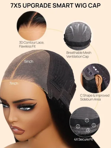 Vista 16 de Beauty Forever Bye Bye Knots - Peluca de cabello humano ondulado sin pegamento, predepilada, 7x5, encaje frontal, cabello humano suelto Peluca
