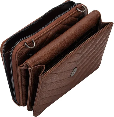 Vista 6 de Wrangler Bolso cruzado para mujer, cartera pequeña con correa y sobre de cuero para mujer