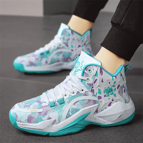 Vista 3 de DAYUMKOU Zapatos de baloncesto para hombres y mujeres, transpirables, zapatos de voleibol, antideslizantes, para exteriores, a la moda, tenis